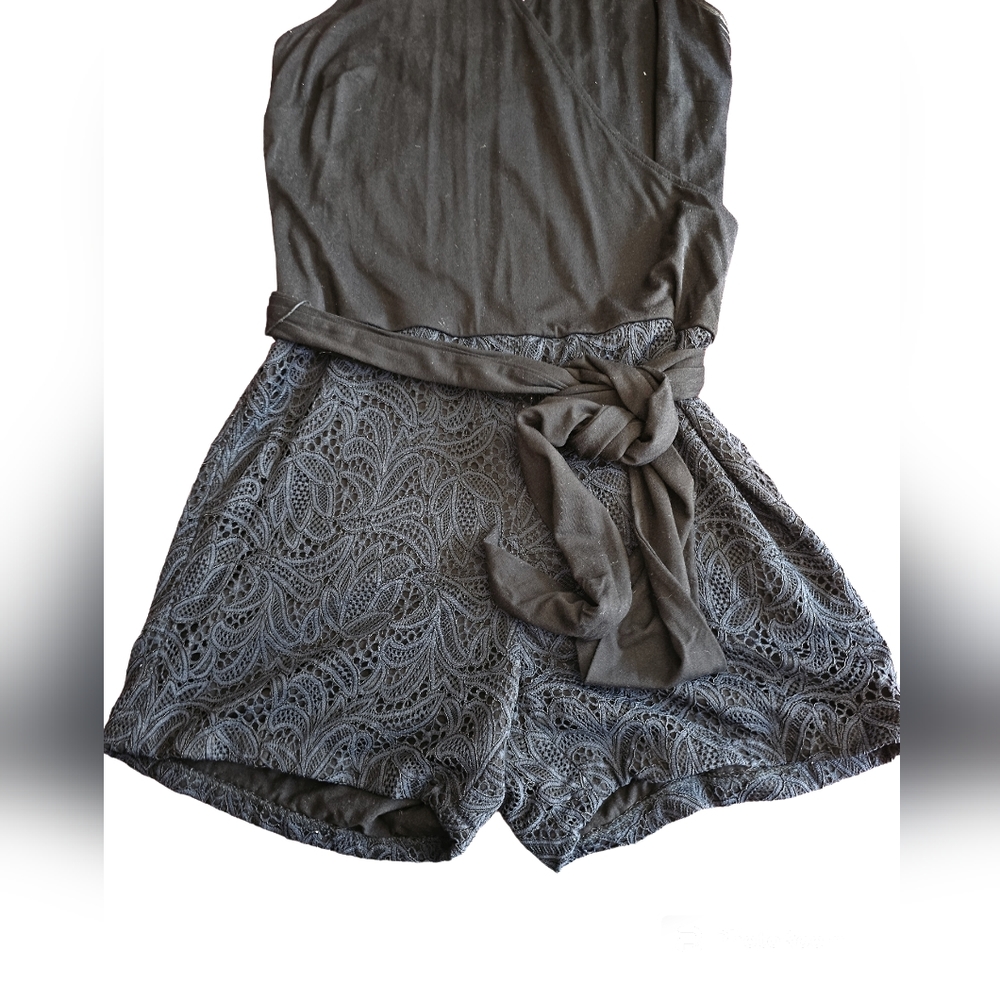 Cache Black Romper With Front Wrap Around Bow - image 7